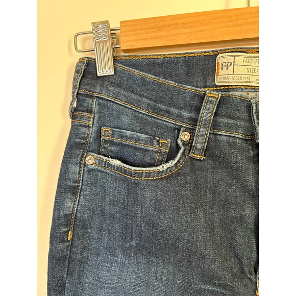 Free People Busted Knee Distressed Straight Leg Jeans - Picture 5 of 10